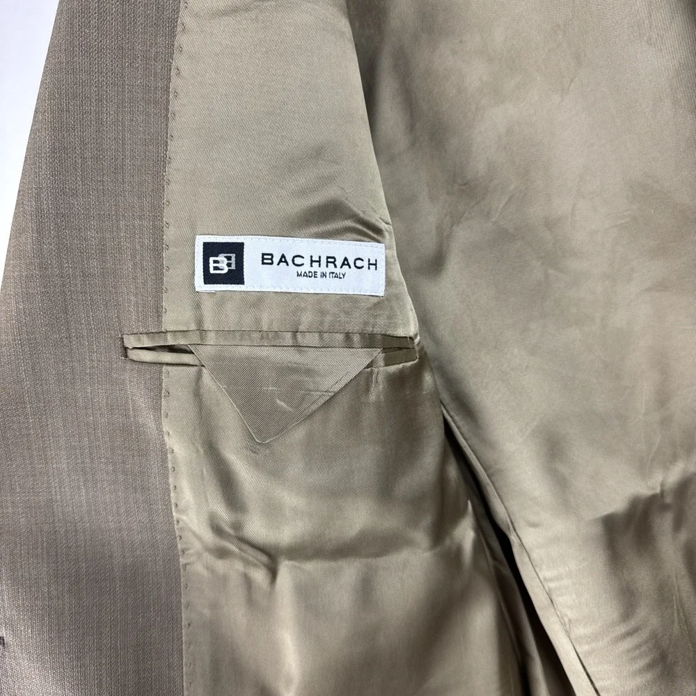 Bachrach Blazer Men's 40R Tan Beige 100%‎ Wool Sports  Made Coat In Italy Jacket